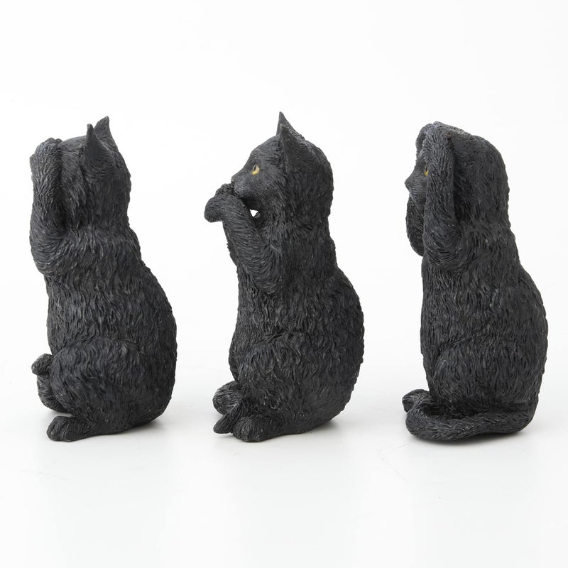 Veronese Design 4 Inch Black Kittens Hear Speak See No Evil Resin Figurine Miniature - Image 3