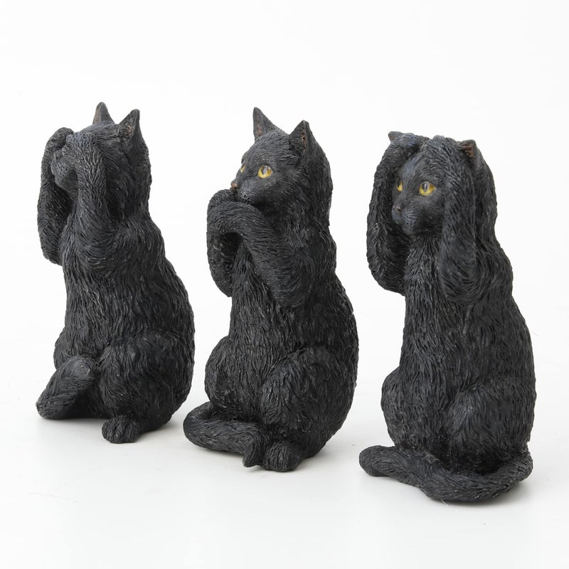 Veronese Design 4 Inch Black Kittens Hear Speak See No Evil Resin Figurine Miniature - Image 2