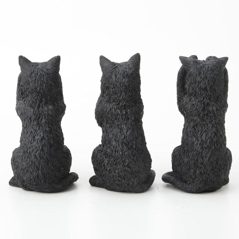 Veronese Design 4 Inch Black Kittens Hear Speak See No Evil Resin Figurine Miniature - Image 4