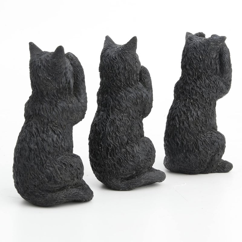 Veronese Design 4 Inch Black Kittens Hear Speak See No Evil Resin Figurine Miniature - Image 5