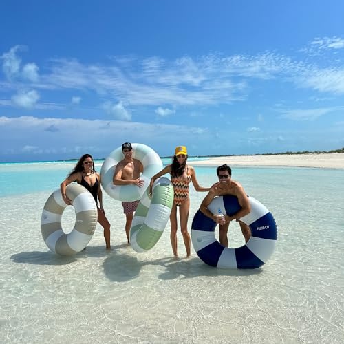 FUNBOY Giant Vintage Tan Stripe Inflatable Tube Pool Float with Cup Holder 48" | Large Pool Float for Adults | Inner Tube Swimming Pool Toys Swim Rings | Pool Lounger Float for Pool Party & Summer - Image 3