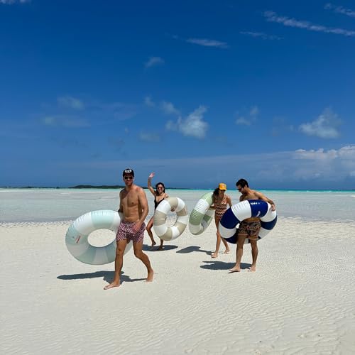 FUNBOY Giant Vintage Tan Stripe Inflatable Tube Pool Float with Cup Holder 48" | Large Pool Float for Adults | Inner Tube Swimming Pool Toys Swim Rings | Pool Lounger Float for Pool Party & Summer - Image 2