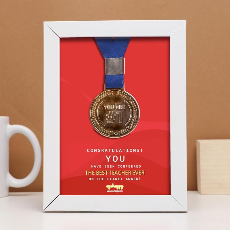 Oye Happy - Medal Frame for Best Teacher - Teacher's Day Gift, Teacher's Day Gift for Sir/Madam - Image 4