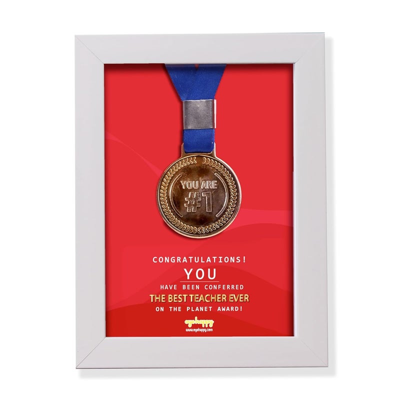 Oye Happy - Medal Frame for Best Teacher - Teacher's Day Gift, Teacher's Day Gift for Sir/Madam - Image 1