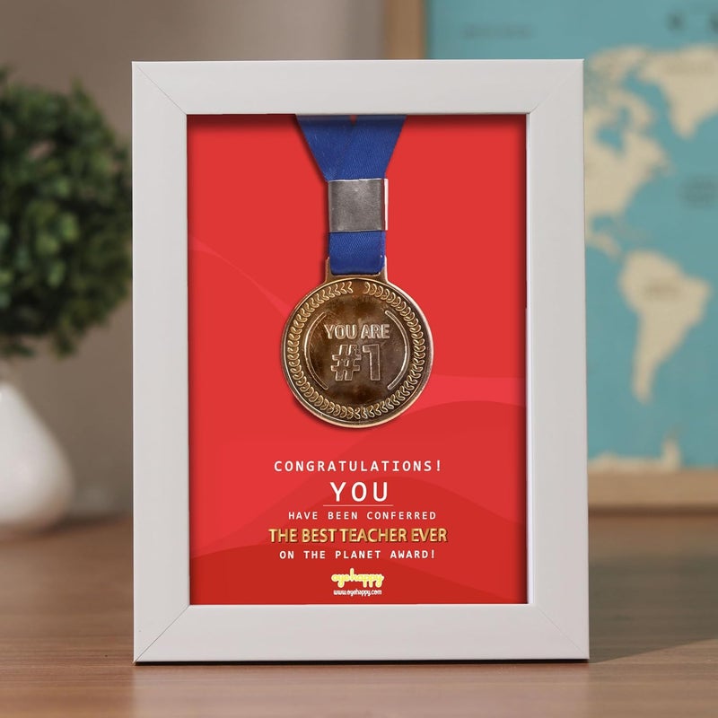 Oye Happy - Medal Frame for Best Teacher - Teacher's Day Gift, Teacher's Day Gift for Sir/Madam - Image 3