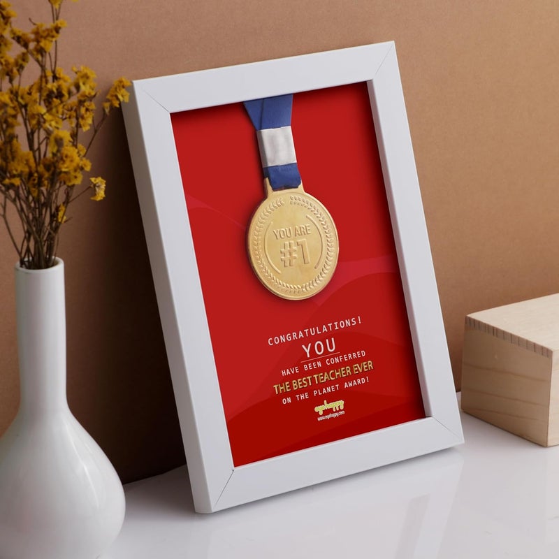 Oye Happy - Medal Frame for Best Teacher - Teacher's Day Gift, Teacher's Day Gift for Sir/Madam - Image 2