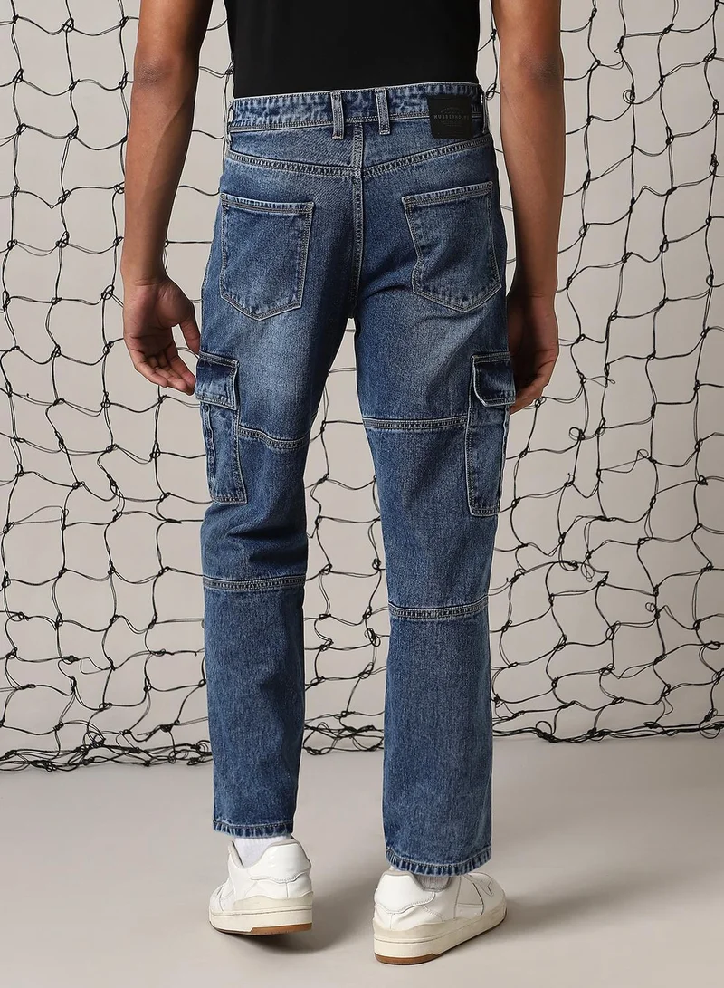 Hubberholme Men's Indigo 100% Cotton Solid Jeans