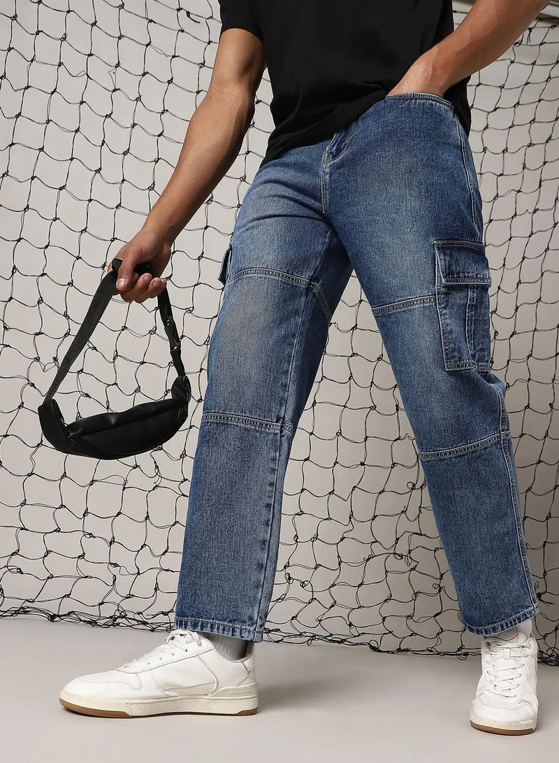 Hubberholme Men's Indigo 100% Cotton Solid Jeans