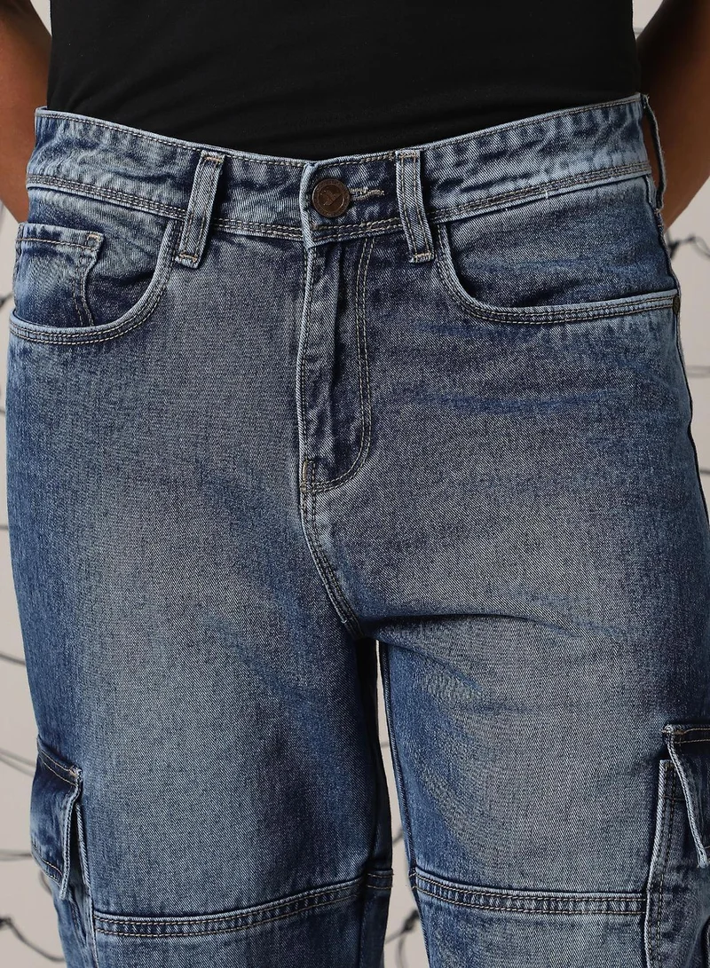 Hubberholme Men's Indigo 100% Cotton Solid Jeans