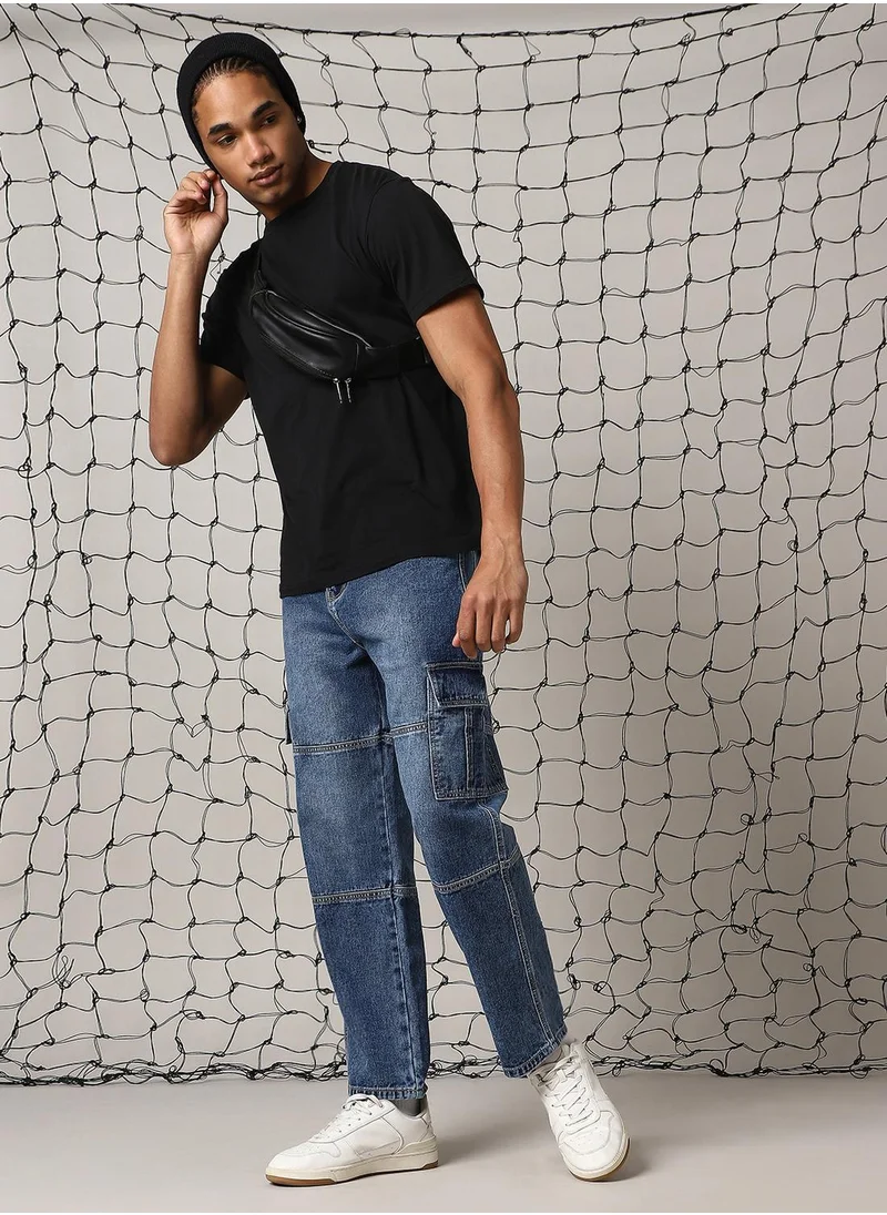 Hubberholme Men's Indigo 100% Cotton Solid Jeans