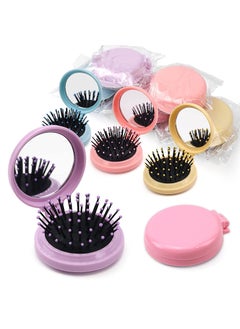 HQSLsund 10 Pack Folding Travel Mirror Hair Brushes Round Folding Pocket Hair Brush Mini Hair Comb Compact Travel Size Hair Massage Combor Women and Girls 5Colors 