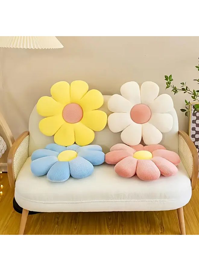 Blue Soft and Comfortable Flower Pillow for Bedroom Dorm Home Decor - Image 1