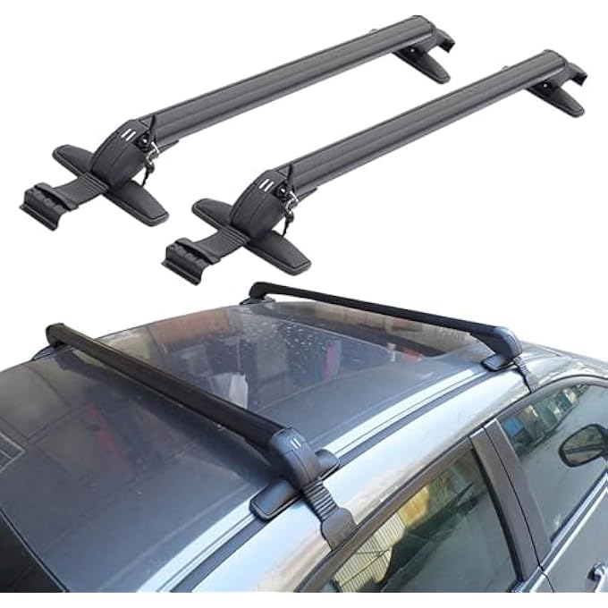 rayihni 2pcs car Universal Roof Rack Cross Bars w/Locks, 165 lbs Load Capacity Adjustable Cross Bars Racks Suitable for cars Roof Rail spacing of 44.8~49.6 inches for Cars SUVs Without Side Rails - Image 1