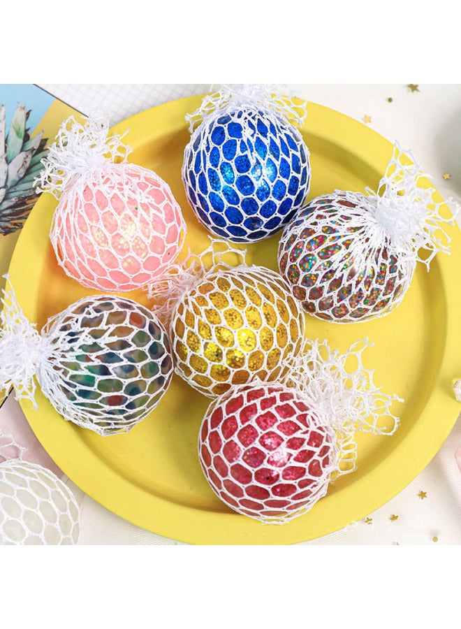 【2PCS，Only Two】Bead Squishy - Grape Ball Stress Relief Squishy Toy - 6.0 gold powder ball without hat (mixed) - Mesh Squeeze Ball, Sensory Fidget Toy, Anxiety Relief, Kids Adults Decompression, Funny Stress Ball, TikTok Viral Toy - Image 1