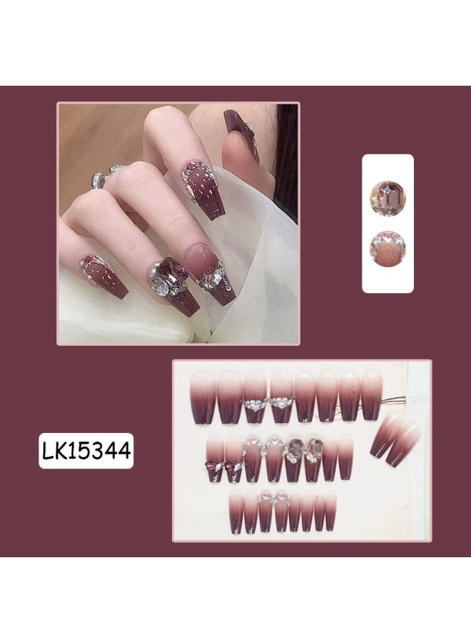 Goolsky Blackcurrant Sauce Bling 3D Press - on Nails with Handmade Diamonds for Luxury Glam Occasions - Image 3