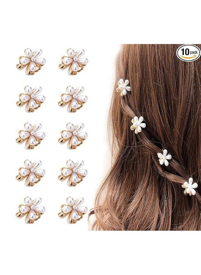 Kamak Korean Style Small Pearl Hair Claw Clips, Mini Pearl Claw Clips with Flower Design, Pack of 10, Decorative Hair Accessories for Women and Girls - Image 3