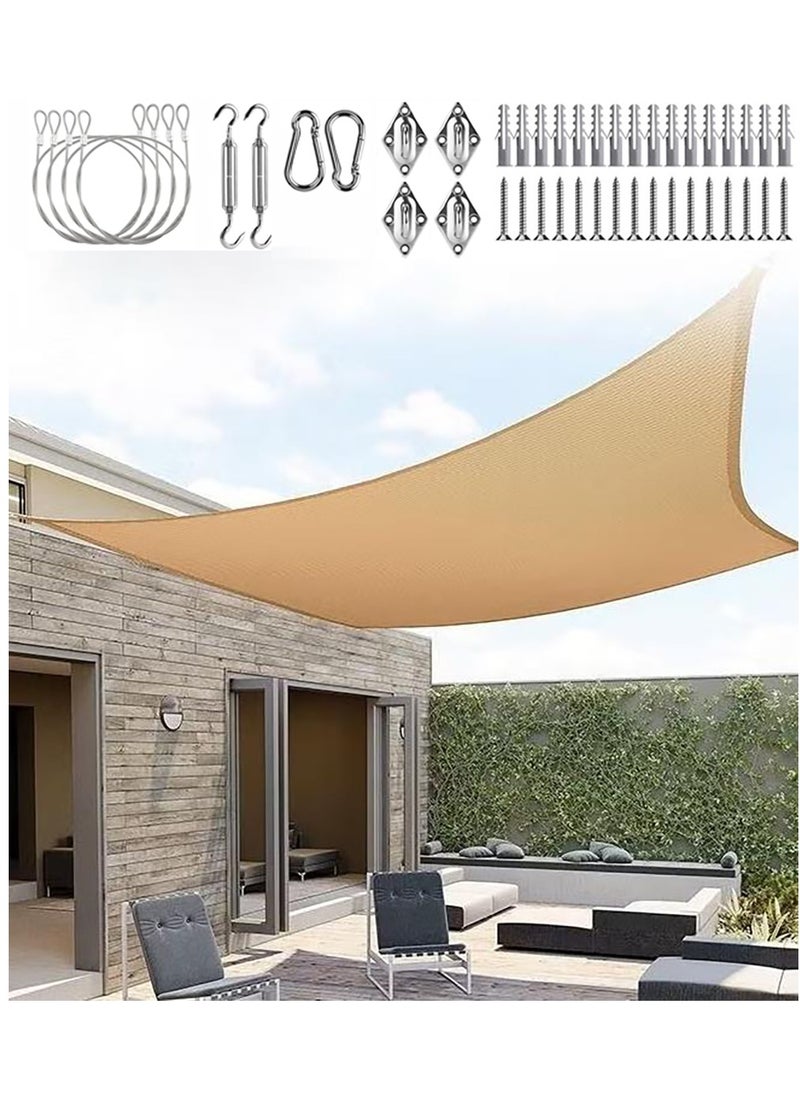 Arabest Sun Shade Sail, 2×3 m Shade Sail Rectangle with Supporting Tools, Garden Sail Canopy for Backyard, Patio and Green House  - Image 1