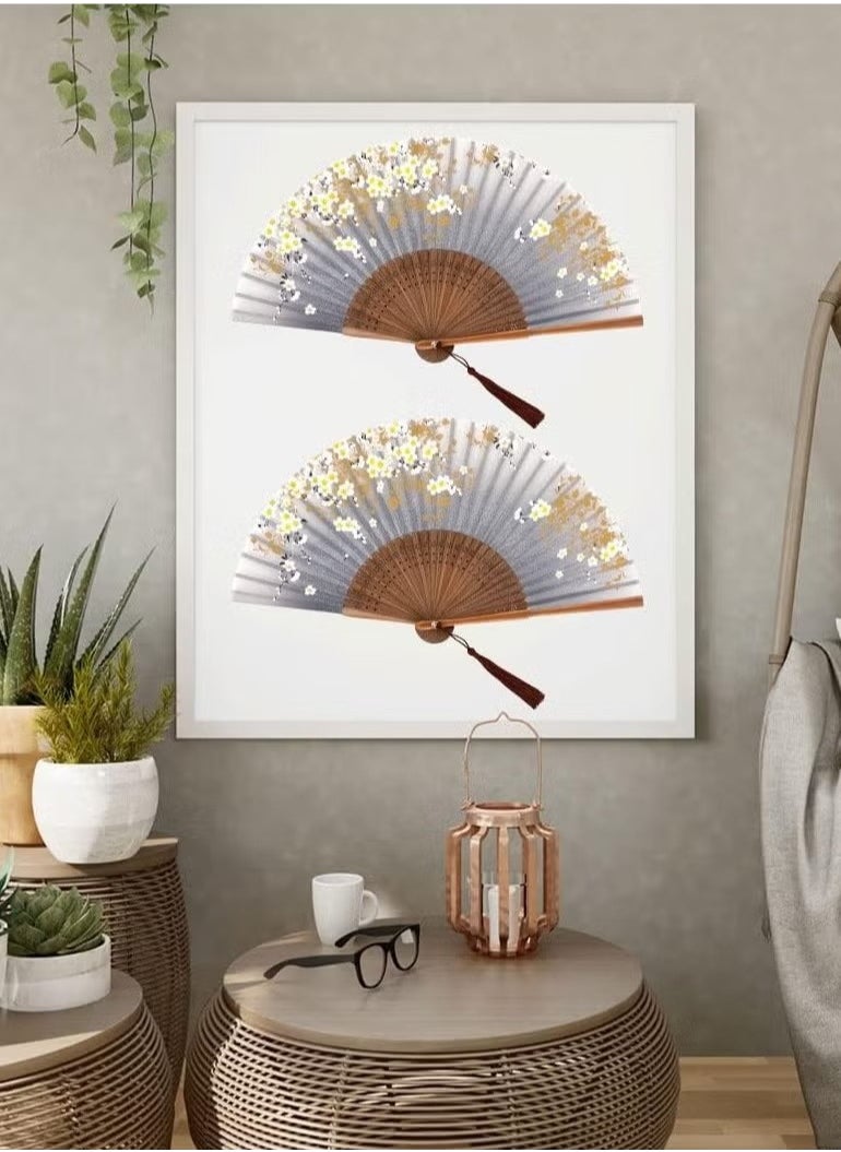 Unewshi Small Folding Hand Fan for Women, Chinese Japanese Vintage Style Bamboo Silk Fans for Party Wedding Dancing Decoration Gift Performance  - Image 3