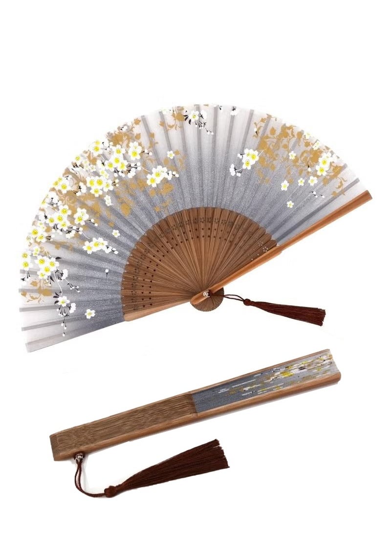 Unewshi Small Folding Hand Fan for Women, Chinese Japanese Vintage Style Bamboo Silk Fans for Party Wedding Dancing Decoration Gift Performance  - Image 1