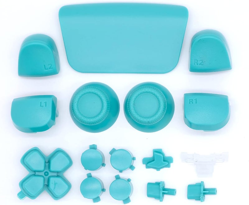Full Buttons Set for PS5 Joysticks Dpad R1 L1 R2 L2 Direction Key ABXY Buttons Trigger Button Cap Cover for PS5 BDM-010 Game Console (Teal)