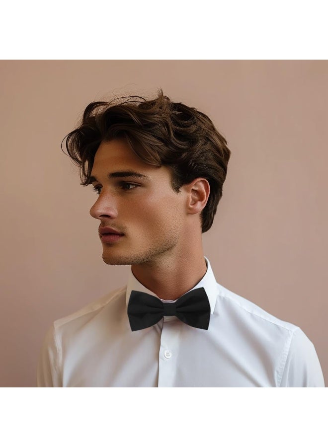 ربطة عنق واحدة قابلة للتعديل بلون سادة للرجال (أسود) - Image 2