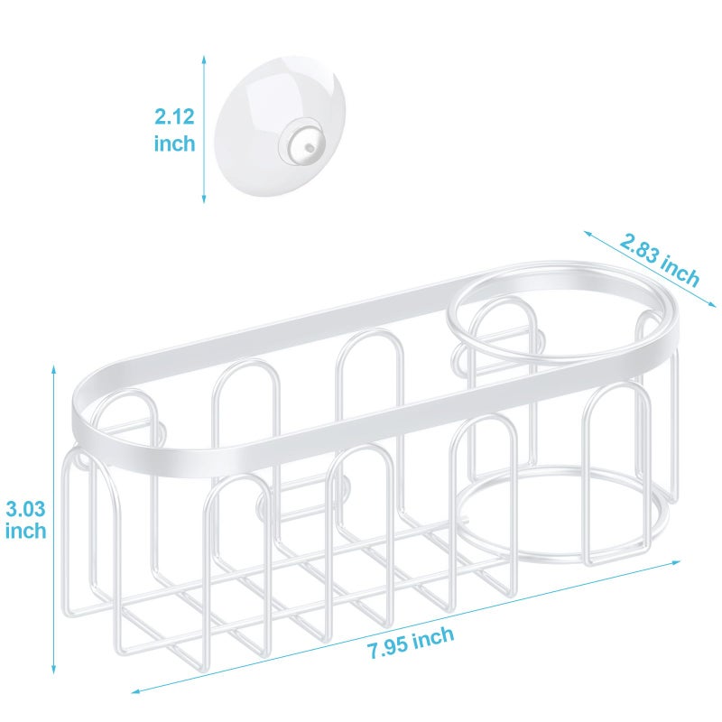 Yazoni 2-in-1 Sponge Holder for Kitchen Sink, Sink Caddy Kitchen Sink Organizer with 3 Suction Cups, No Drill Rustproof Sink Sponge Holder for Dish Brush, Soap & Sponge (White) - Image 2