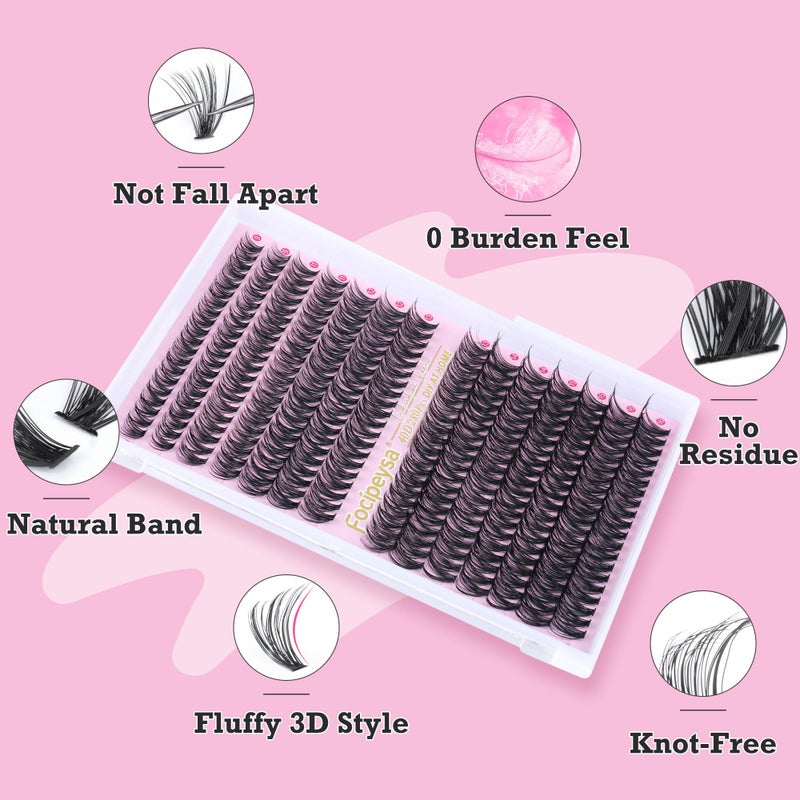 Focipeysa Eyelash Extension Kit D Curl Lash Clusters 280pcs DIY Lash Extension Kit 40D Individual Lashes with Lash Bond and Seal Lash Applicator DIY Lashes Kit for Individual Eyelashes Beginners - Image 5