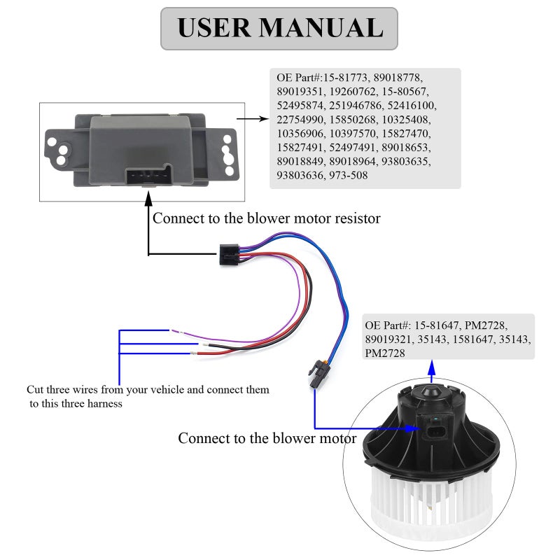 HOPUT 3 Pins Blower Motor Resistor Connector for 8e5h-19e624-a, 89018778, 89019351, 1581773, Compatible with Chevy, GMC Silverado, Tahoe, Suburban, Sierra, Yukon XL - AC - Image 3