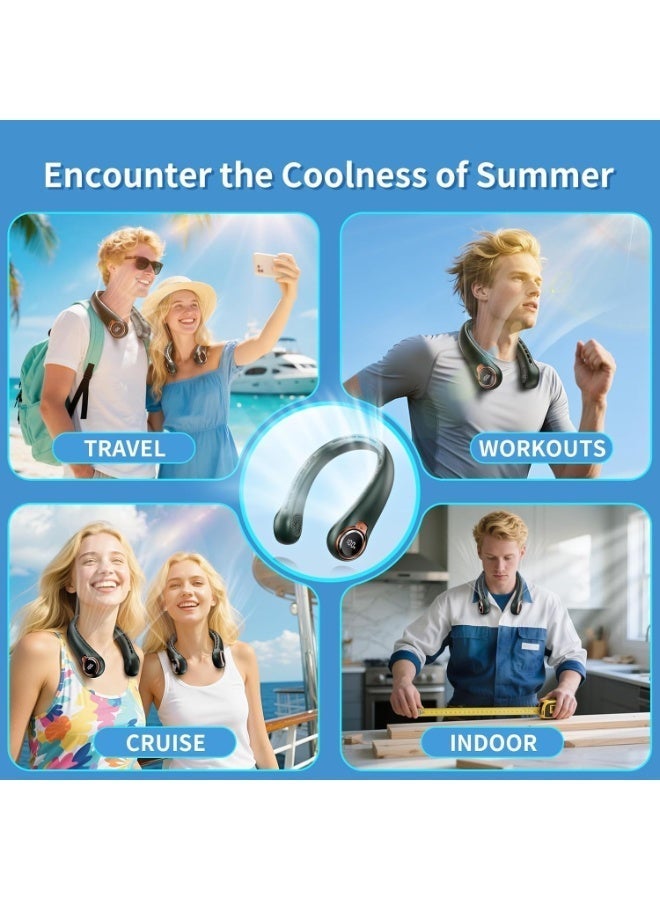 Bukela Portable Neck Fan,6000mAh USB Rechargeable,360° Cooling Bladeless,3 Speeds Green - Image 5