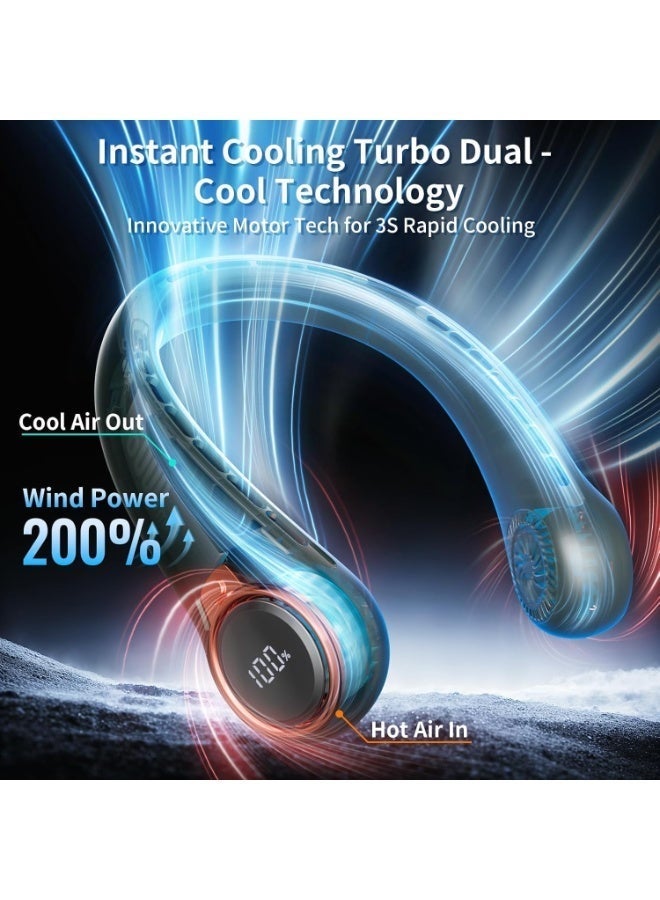Bukela Portable Neck Fan,6000mAh USB Rechargeable,360° Cooling Bladeless,3 Speeds Green - Image 3