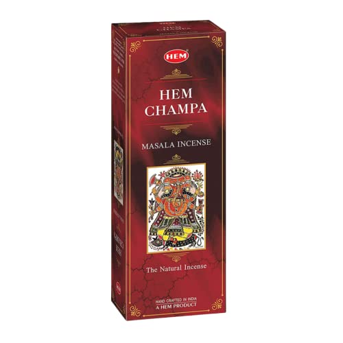 HEM Champa Masala Incense Sticks Pack of 6 Total 120 Sticks Natural Aromatherapy for Meditation Relaxation Air Purification Spiritual Ambience