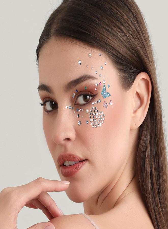 FANDAMEI Face Glitter Face Gems, 40 Colors Glitter Gel Palette with 6 Sheets Self Adhesive Hair Gems, Face Jewels for Women. Face Rhinestones Pearls for Women Kids, Body Hair Glitter - Image 4