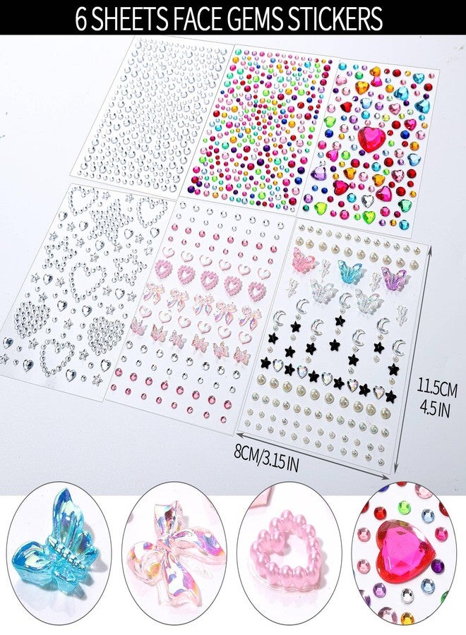 FANDAMEI Face Glitter Face Gems, 40 Colors Glitter Gel Palette with 6 Sheets Self Adhesive Hair Gems, Face Jewels for Women. Face Rhinestones Pearls for Women Kids, Body Hair Glitter - Image 3
