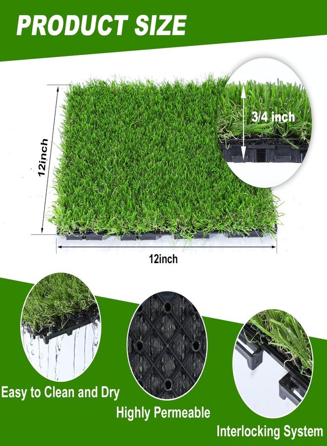 VANCASTLE Artificial Grass Tiles Interlocking Turf Squares Deck 9 Pack -12"x12" Indoor Outdoor Faux Grass Rug with Drainage Holes-Fake Grass Tiles Self-draining for Garden Lawn Landscape Balcony Decoration - Image 2