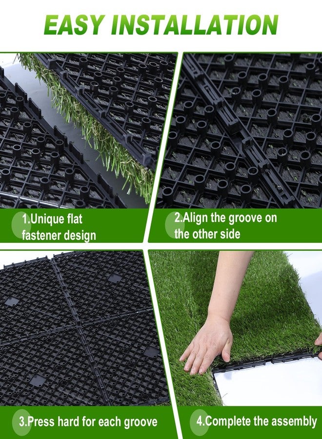 VANCASTLE Artificial Grass Tiles Interlocking Turf Squares Deck 9 Pack -12"x12" Indoor Outdoor Faux Grass Rug with Drainage Holes-Fake Grass Tiles Self-draining for Garden Lawn Landscape Balcony Decoration - Image 4