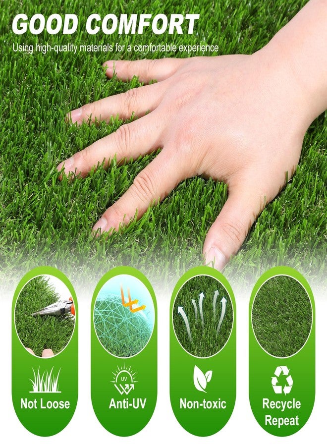 VANCASTLE Artificial Grass Tiles Interlocking Turf Squares Deck 9 Pack -12"x12" Indoor Outdoor Faux Grass Rug with Drainage Holes-Fake Grass Tiles Self-draining for Garden Lawn Landscape Balcony Decoration - Image 3