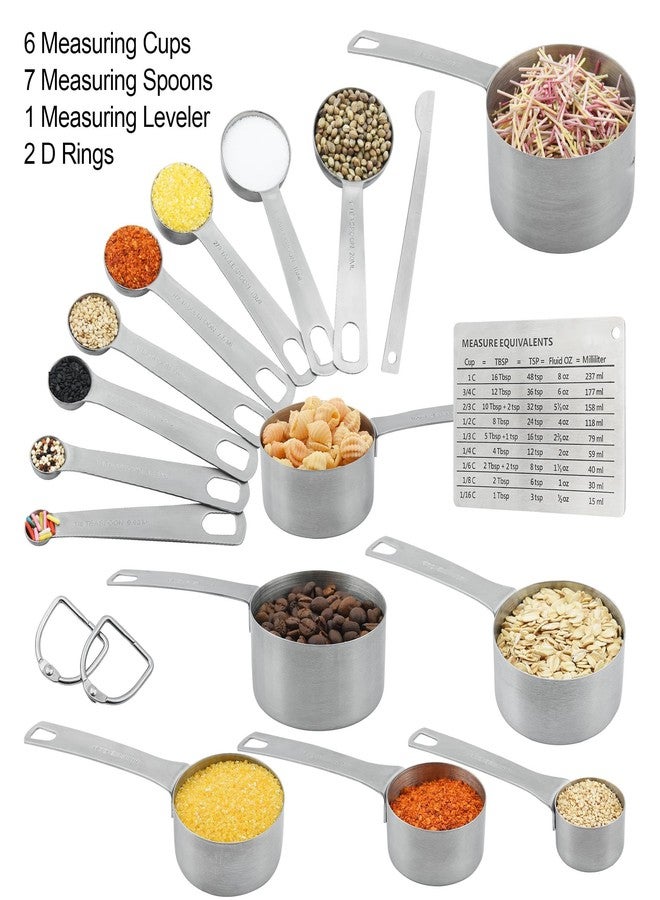 Smithcraft Measuring Cups and Spoons Set, Stainless Steel Measuring Cups Spoons Complete Set of 19pcs Professional Measurer Scoops Ingredients Liquid or Dry Heavy Duty Solid Measurment Cup - Image 2