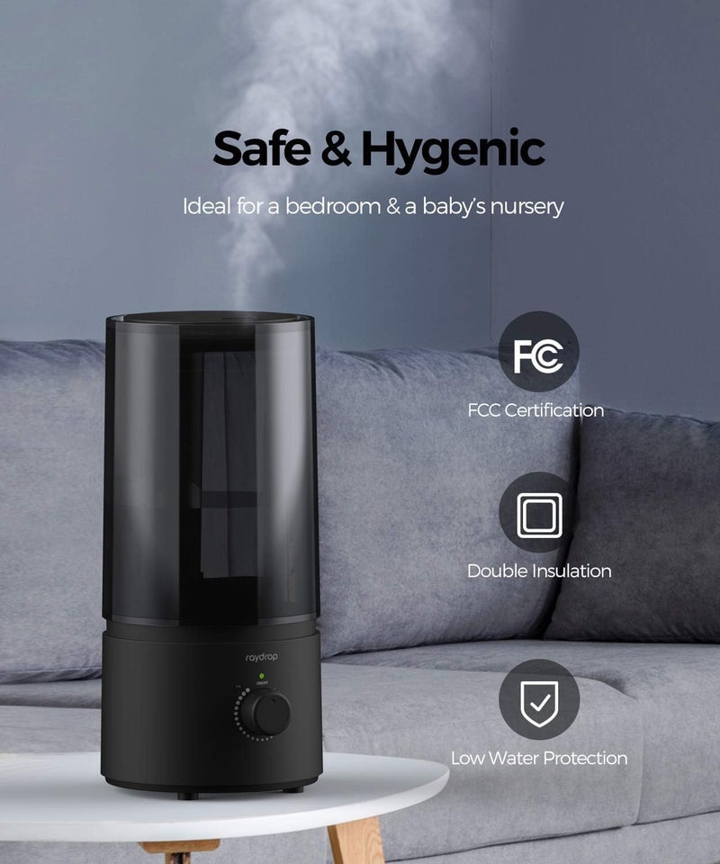 raydrop Humidifiers for Bedroom, Cool Mist Humidifiers for Babies, 1.0L Quiet Ultrasonic Humidifier, Space-Saving, Filterless, Auto Shut Off - (0.26 Gallon, US 110V) - Image 3