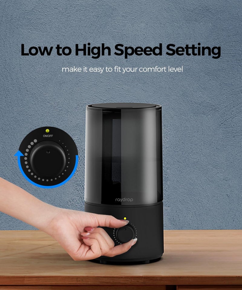 raydrop Humidifiers for Bedroom, Cool Mist Humidifiers for Babies, 1.0L Quiet Ultrasonic Humidifier, Space-Saving, Filterless, Auto Shut Off - (0.26 Gallon, US 110V) - Image 1