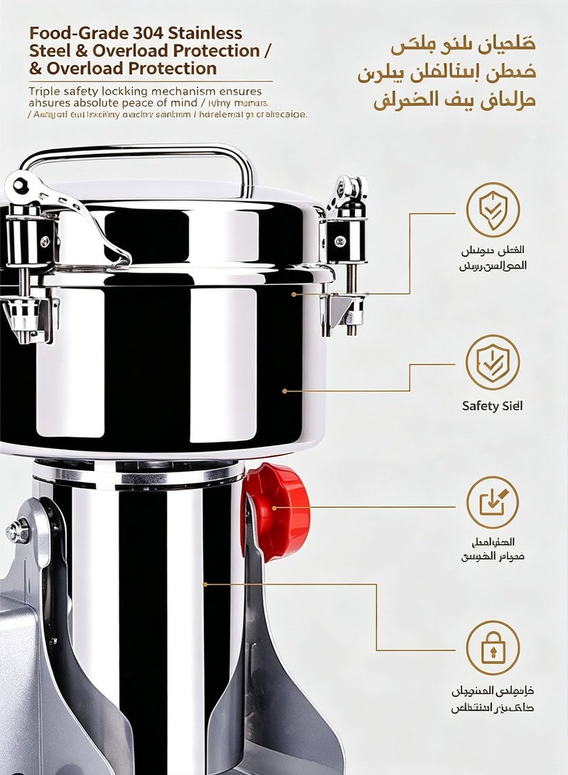 POWER 3000W Electric Grain Grinder, 36000 RPM, 800g Capacity - Fast & Efficient Superfine Grinding for Home & Commercial Use - Image 4