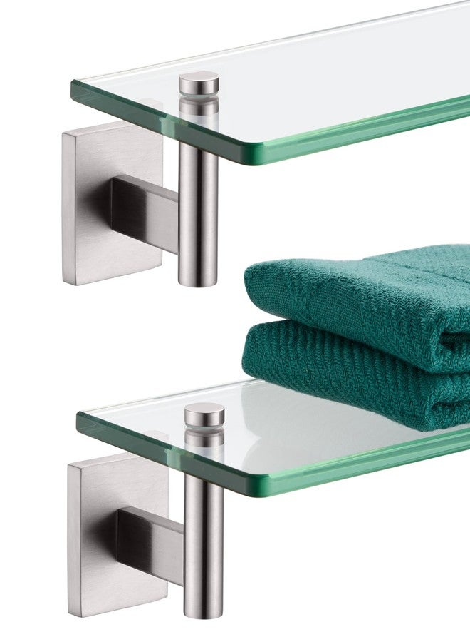 KOKOSIRI Floating Shelf Bathroom Wall Mount Shelves 12-Inch for Bedroom Living Room Kitchen Hanging Rack Brushed Stainless Steel 2 Pack B1105BR-L12-P2 - Image 1