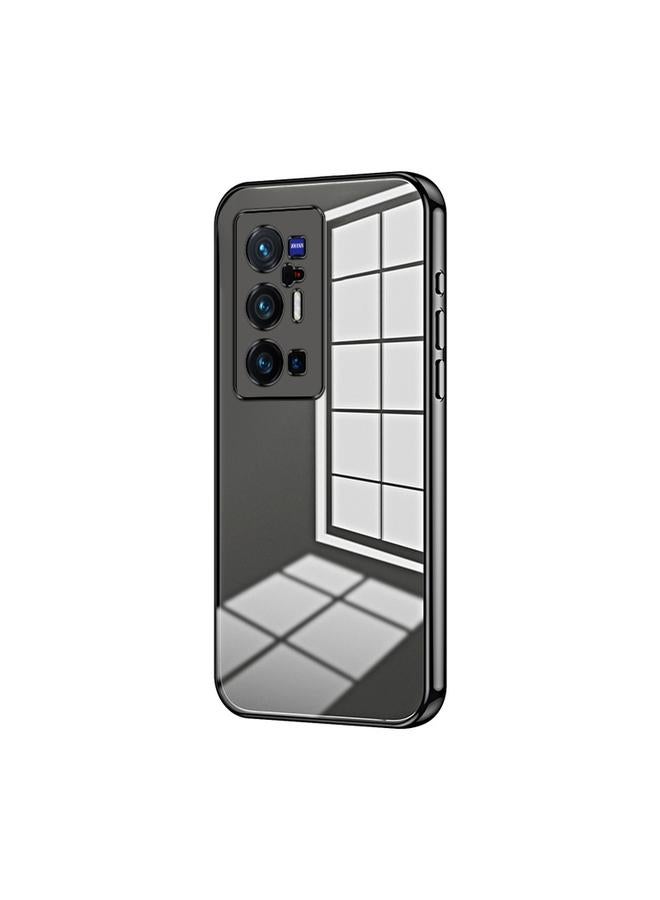 جراب شفاف بفتحة دقيقة لهاتف vivo X70 Pro+ (أسود)