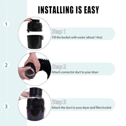 VIWINVELA Indoor Dryer Vent Kit Bucket Lint Trap Dryer Vent (Black Dryer Vent Box - No Duct Included) - Image 3