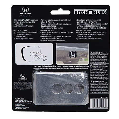 Plasticolor 002293R01 Honda Hitch Cover White Logo on Black Background - Image 3