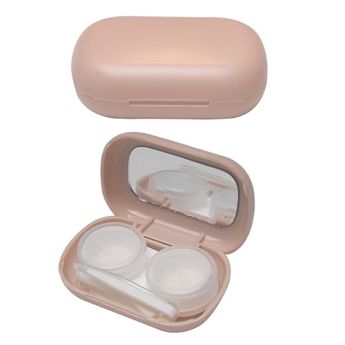 VIVID Portable Mini Contact Lens Case Travel Kit with Mirror, Tweezers & Remover Tool – Cute Design Eye Box Holder for Storage, Daily & Outdoor Use Rectangle LC-3054-Cream - Image 1