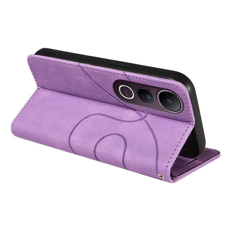 BURAQ Case Cover For vivo V50 Lite 5G Global Dual-color Splicing Flip Leather Phone Case(Purple) - Image 5