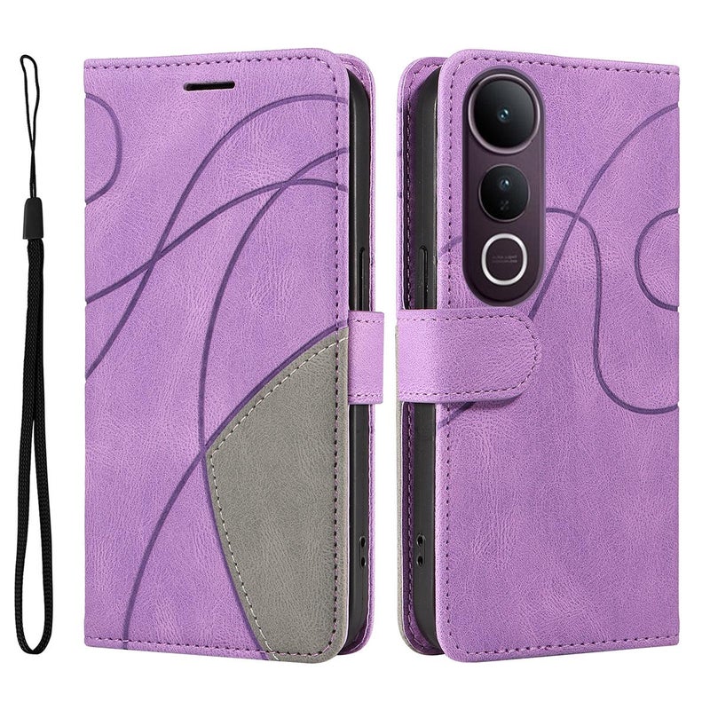 BURAQ Case Cover For vivo V50 Lite 5G Global Dual-color Splicing Flip Leather Phone Case(Purple) - Image 2