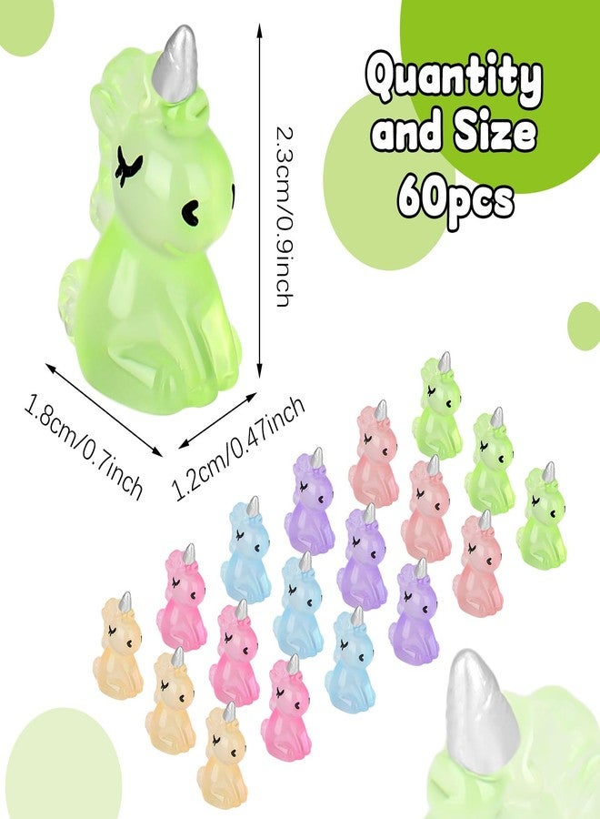 Fuyamp 60pcs Luminous Mini Resin Unicorn Miniature Glow in The Dark Tiny Unicorn Ornament DIY Charms for Garden, Landscape, Aquarium, Dollhouse, Birthday Party, Room Crafts Decor - Image 2