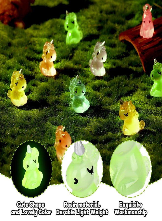 Fuyamp 60pcs Luminous Mini Resin Unicorn Miniature Glow in The Dark Tiny Unicorn Ornament DIY Charms for Garden, Landscape, Aquarium, Dollhouse, Birthday Party, Room Crafts Decor - Image 3