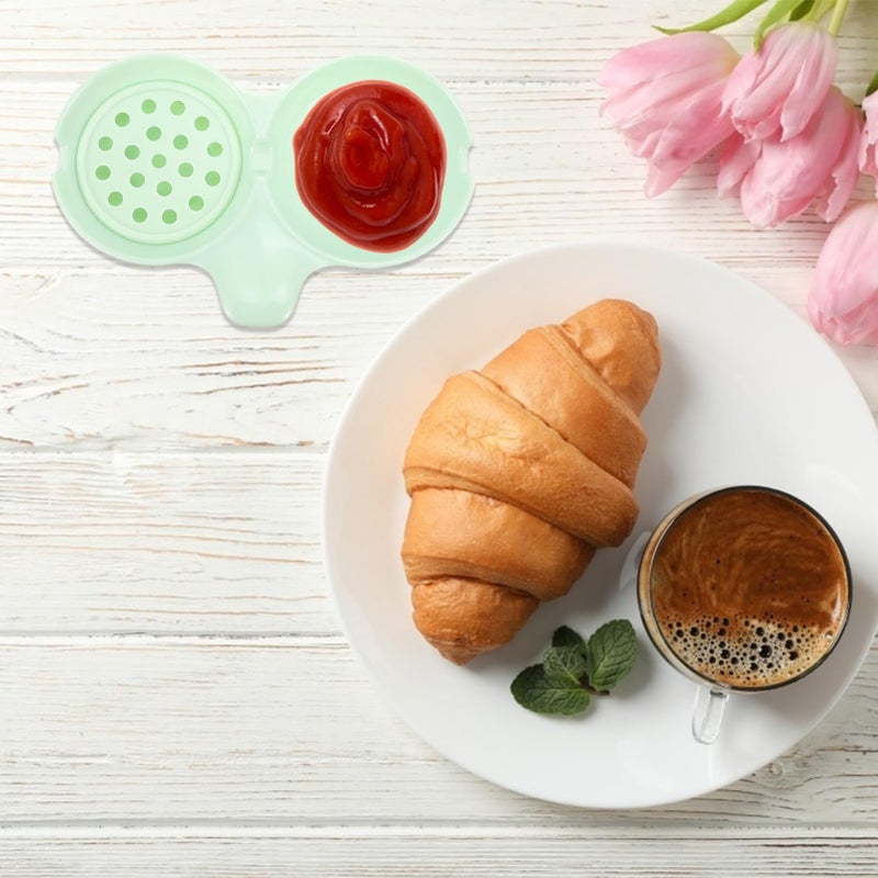 طبق صوص أخضر مزدوج التجويف لتغميس الصلصة للهوت بوت والسوشي والتتبيلات - Image 5